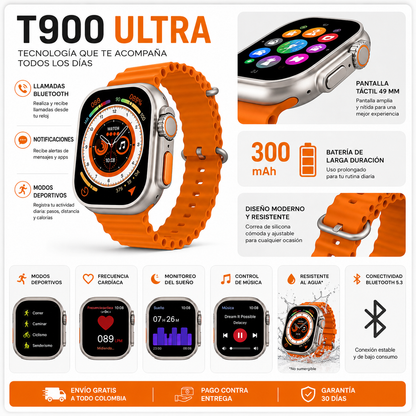 Smartwatch T900 Ultra con Llamadas Bluetooth