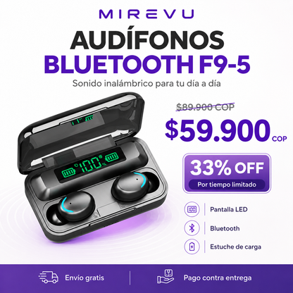Audífonos Inalámbricos F9-5 con Pantalla LED y Estuche de Carga